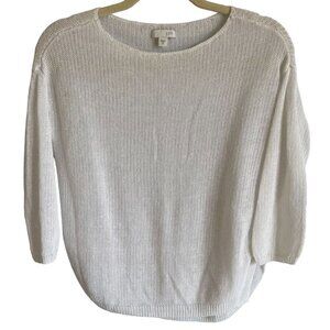 J.Jill Womens White Crew Neck Linen Sweater XS